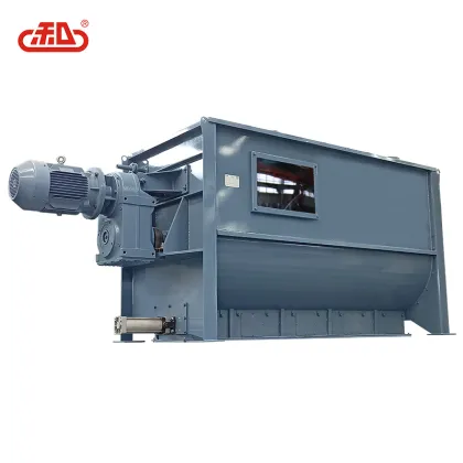Horizontal ribbon mixer for powder-powder powder-liquid