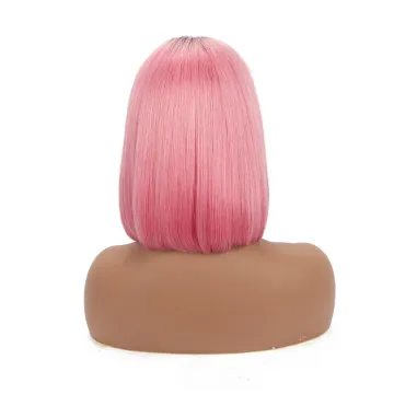 1b/Hot Pink Color Lace Front Bob Wig Short 1B 613 Blonde Pink Blue Gray Hot Pink Neon Purple Rainbow Color Ombre Wig Human Hair