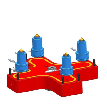 Sistem Pemanasan Perindustrian yang disesuaikan - Multi Tip Hot Runner Nozzle untuk Keluli (4 rongga)