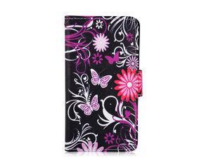 Printing Pink Butterfly Leather Cell Phone Wallet Huawei g6