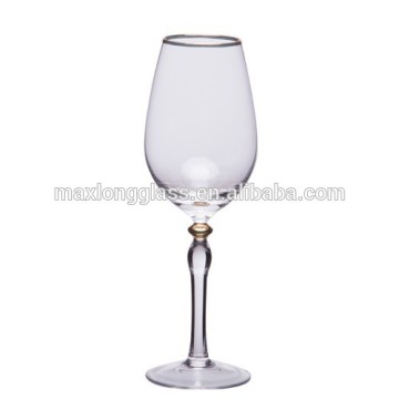 Clear white Wine glass with gold painting ball on stem