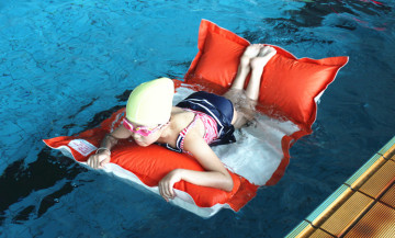 floating bean bag in pool and beach