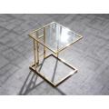 Elegante mesa lateral de acero inoxidable chapado en oro
