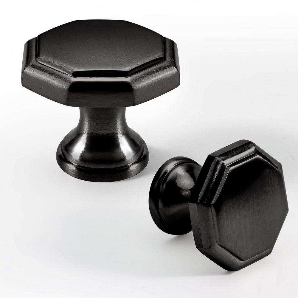 Octangle Cabinet Knob Black 1 Jpg