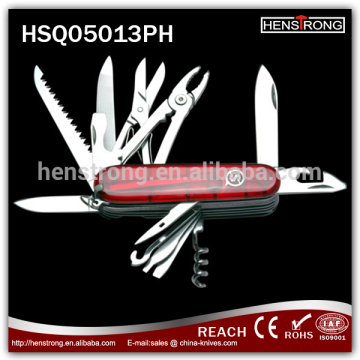 Red transparent PC multi function pocket knife