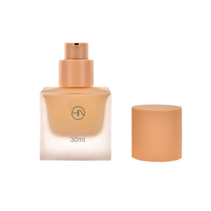 Frosted Glass Foundation Square Empty Bottle