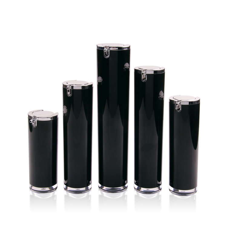 Оптовая OEM -роскошная пластика пустого 15 мл 30 мл 40 мл черного косметического вакуумного вакуумного насоса Акрил.