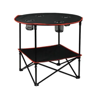 Portable Mini Folding Round Table with Cup Holder for Outdoor Camping Picnic