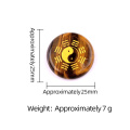 Yellow Tiger Eye Stone 25MM Circular Disc Mat Handmade Craved Pattern-Taiji Bagua For Home Decor