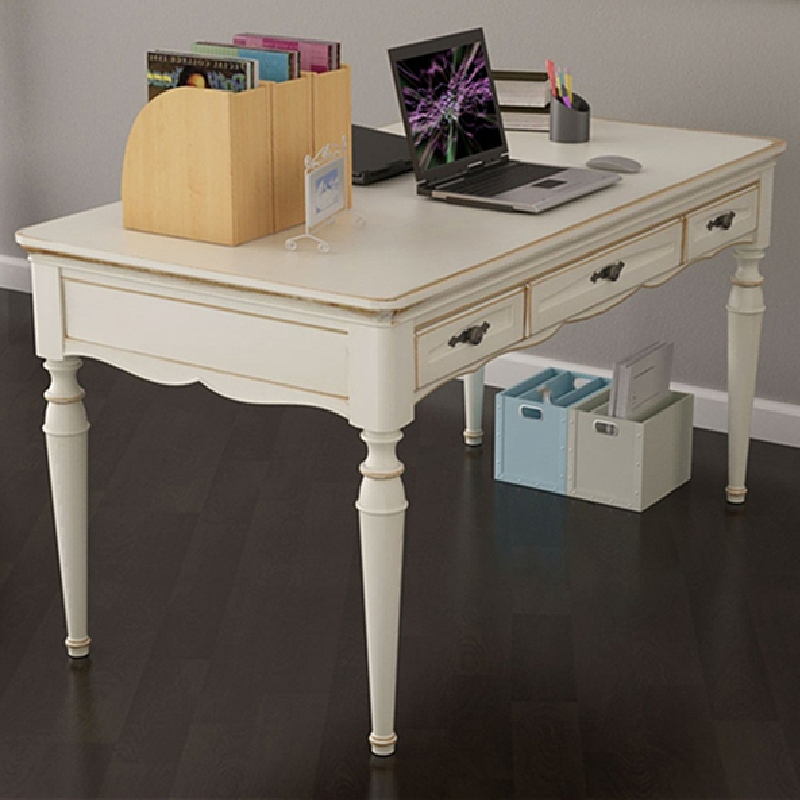 Luxury White Wood Table with Cabinets