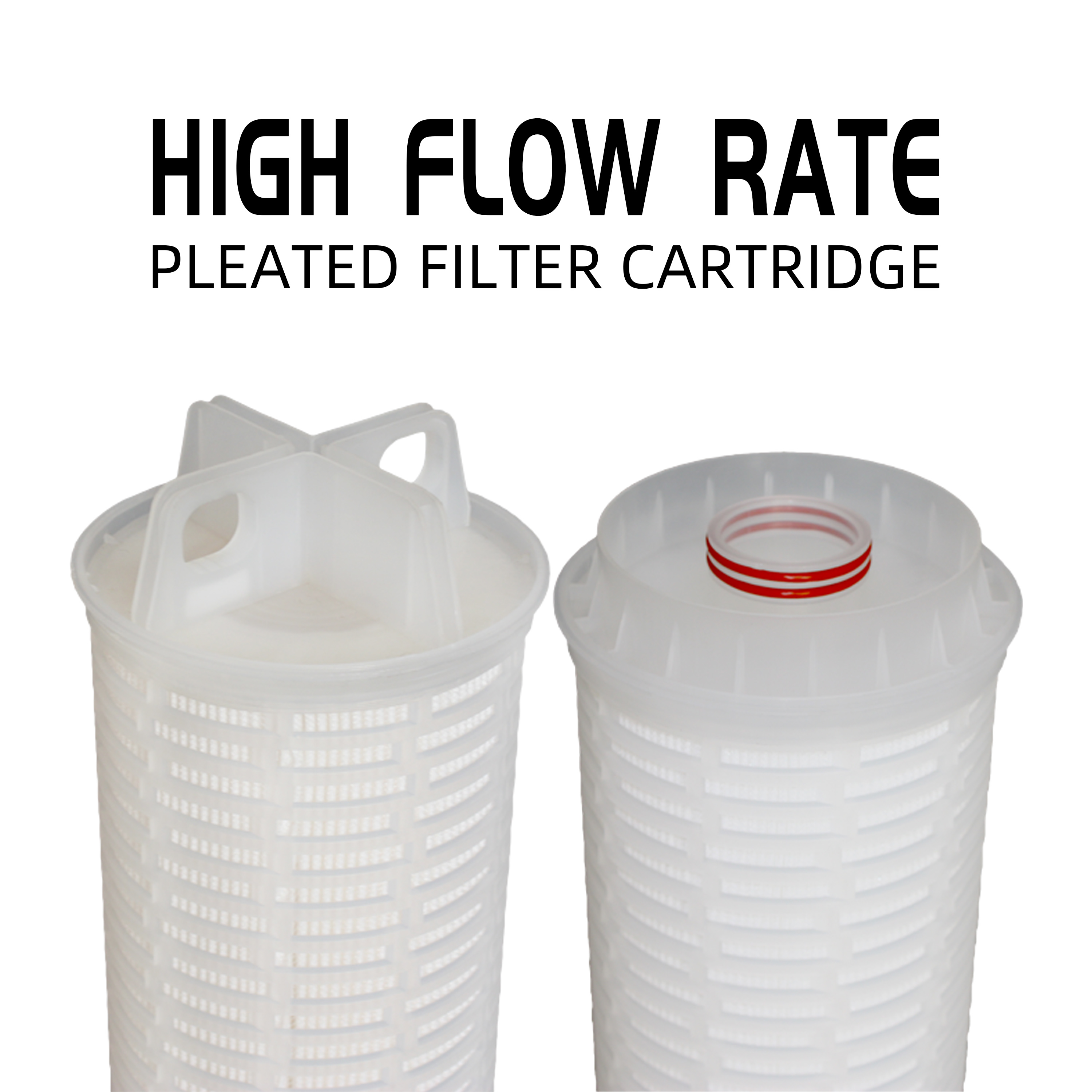 High flow ratepleated filter cartridge
