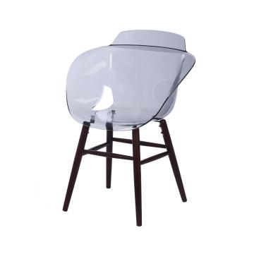 French design plastic chairs with wood footrest