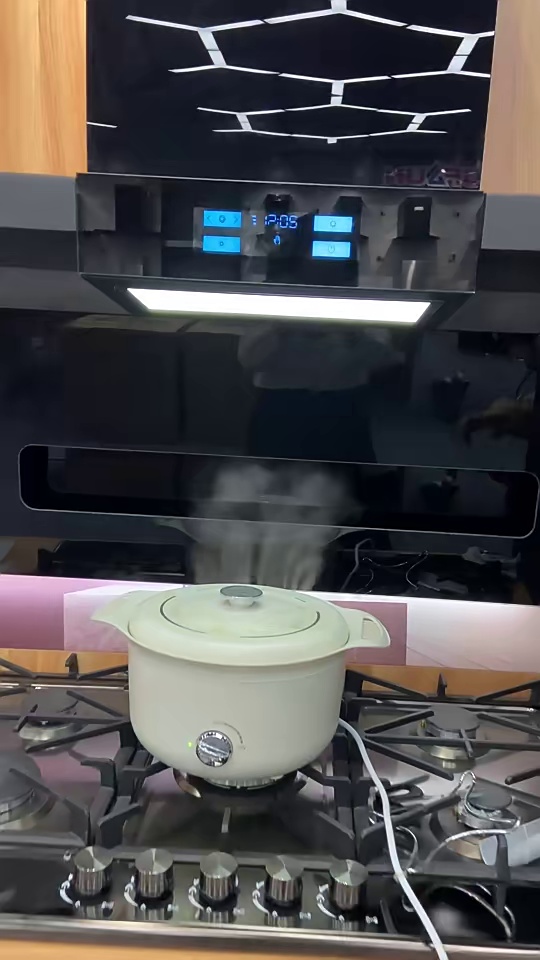 High end household kitchen chimney large suction range hood gas stove package automatic cleaning 7-shaped range hood