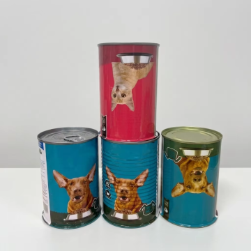 Latas de metal para lanches e alimentos para animais de estimação