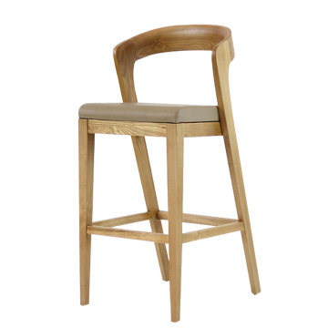 Nordic Solid Wood Bar Chair with Backrest and Soft Seat