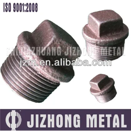 black malleable iron bull plug pipe fittings