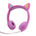 Headphone anak telinga kucing bercahaya LED