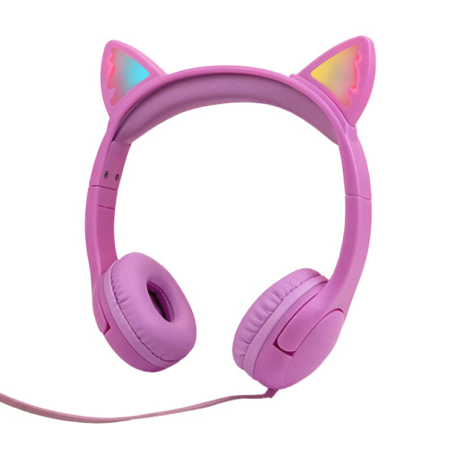 Headphone anak telinga kucing bercahaya LED