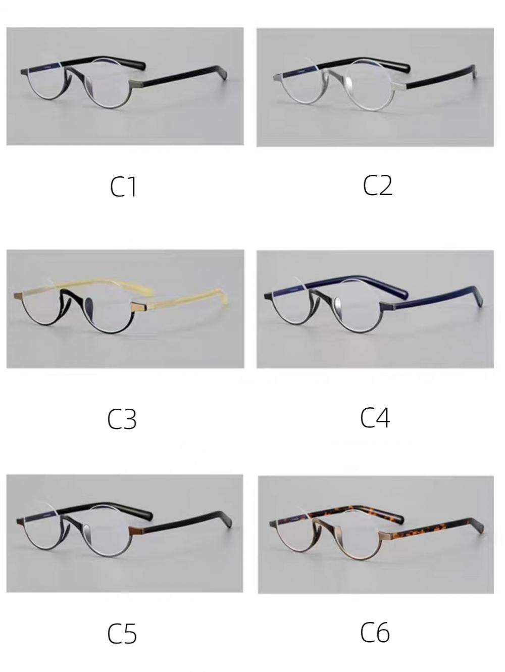 half frame black round designer glasses sale