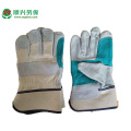 Guantes de trabajo de cuero verde con doble palma