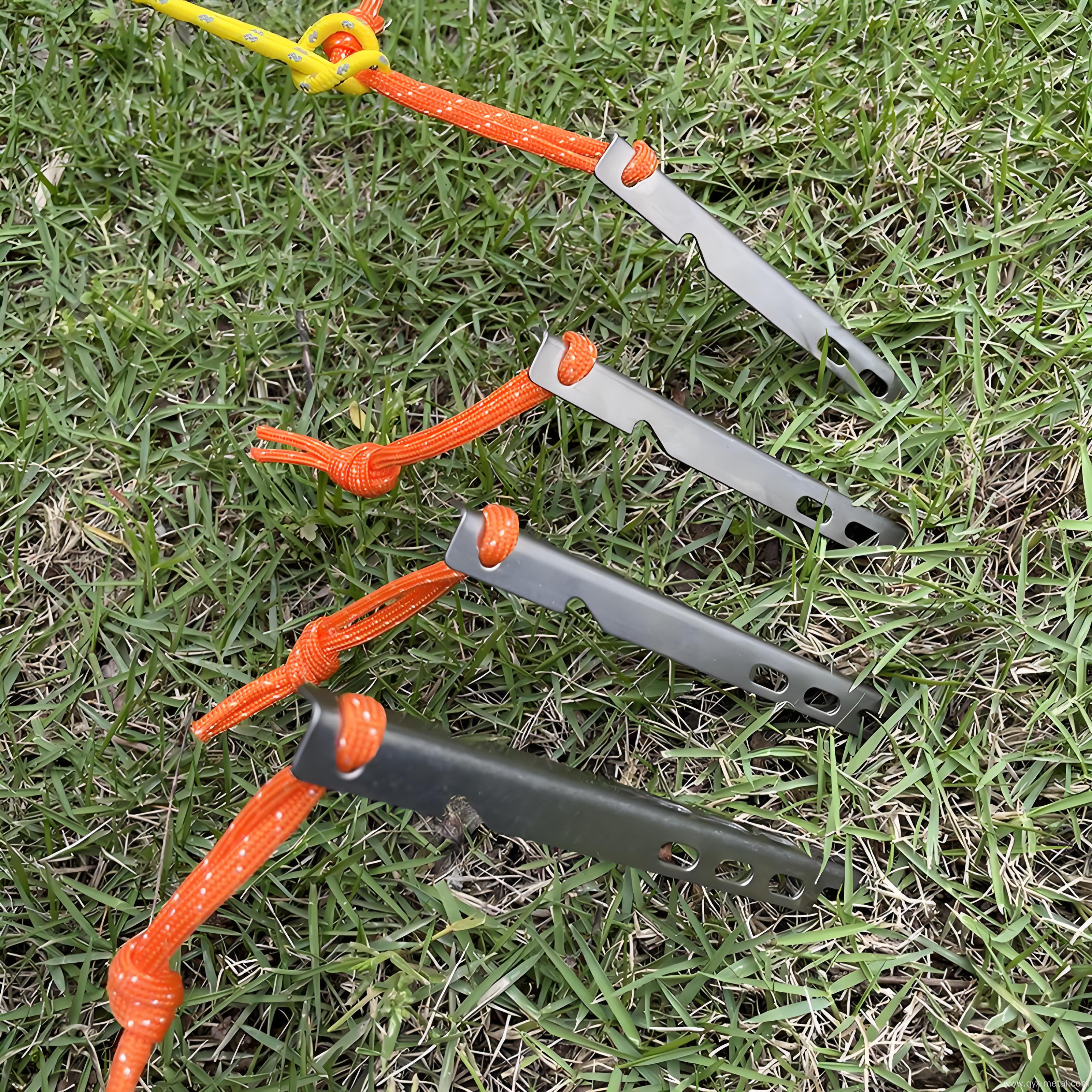 Customized High Strength Camping Titanium Hook Tent Pegs