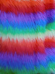 Exhibition Luxury Faux Fur Fabric Tie Dyed Plush Rainbow Plash Rabbit Fur Fabric For Garment Home Textile