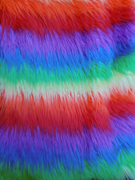 Exhibition Luxury Faux Fur Fabric Tie Dyed Plush Rainbow Plash Rabbit Fur Fabric For Garment Home Textile