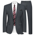 WYWK 2 Piece Men's Suit Wedding Party-Dark Gray-L