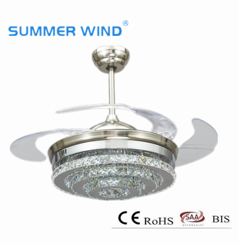 Telescopic ceiling fan chandelier with remote control