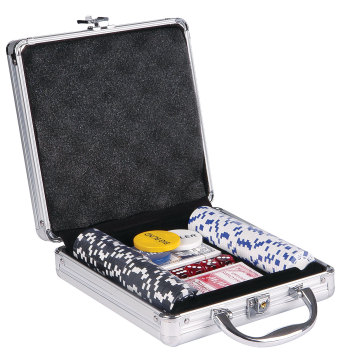 100pcs Poker Chip Set with Silver Aluminum Case