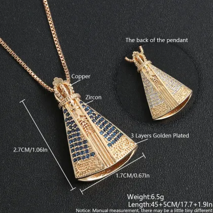 18k Gold Plated Virgin Mary Zircon Micro-Inlaid Necklace