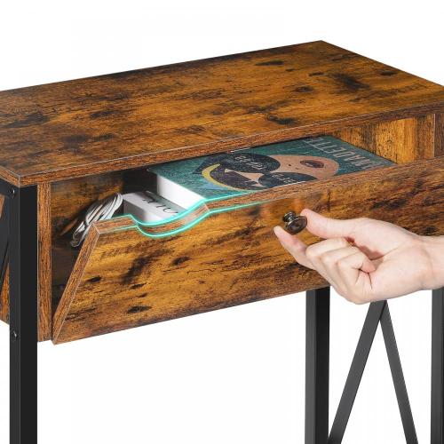 Table de bout storable rustique avec station de charge