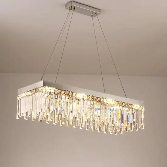 Modern Nordic LED Luxury Crystal Rectangular Island Dining Room Pendant Lighting