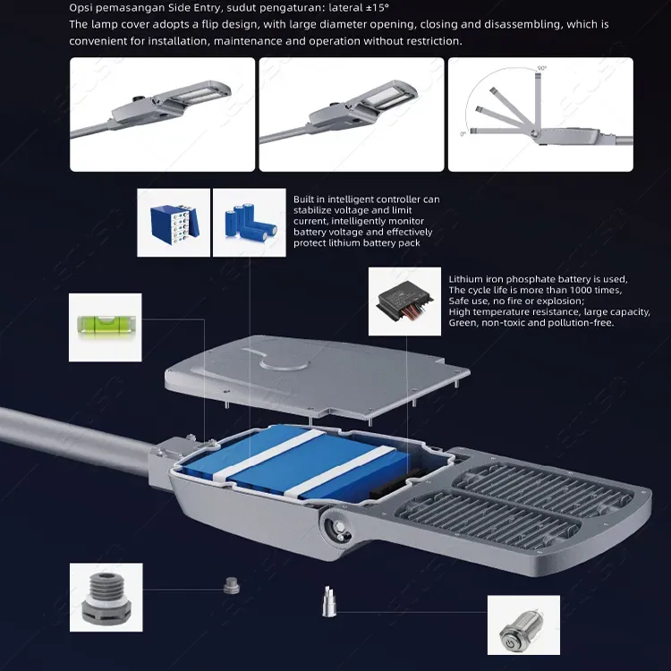 Outdoor Waterproof Solar Street Light with Integrated Solar Panel