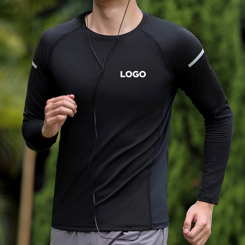 Men Dry Fit Workout Long Sleeve Athletic Gym