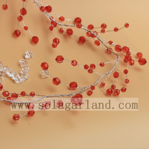 Acrylic Bead Red Berry Tree Branch for Centerpieces