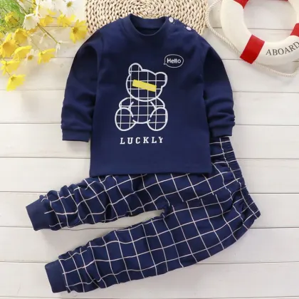 Children's Cotton Long Johns Suit for Boys and Girls - Cartoon Baby Underwear Pajamas