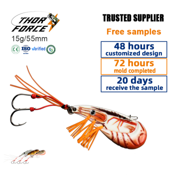 THORFORCE 15g 55mm 3D Fish Eyes Metal Shrimp Vibe Lure - Freshwater Sinking Hard Vibration Bait
