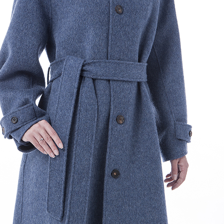 Fashion Belted Blue Cashmere Winter