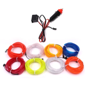 12V Flexible Neon Light LED EL Wire: 3 Meters, AA Battery Powered, Suitable for Car Decor with USB Charging Option