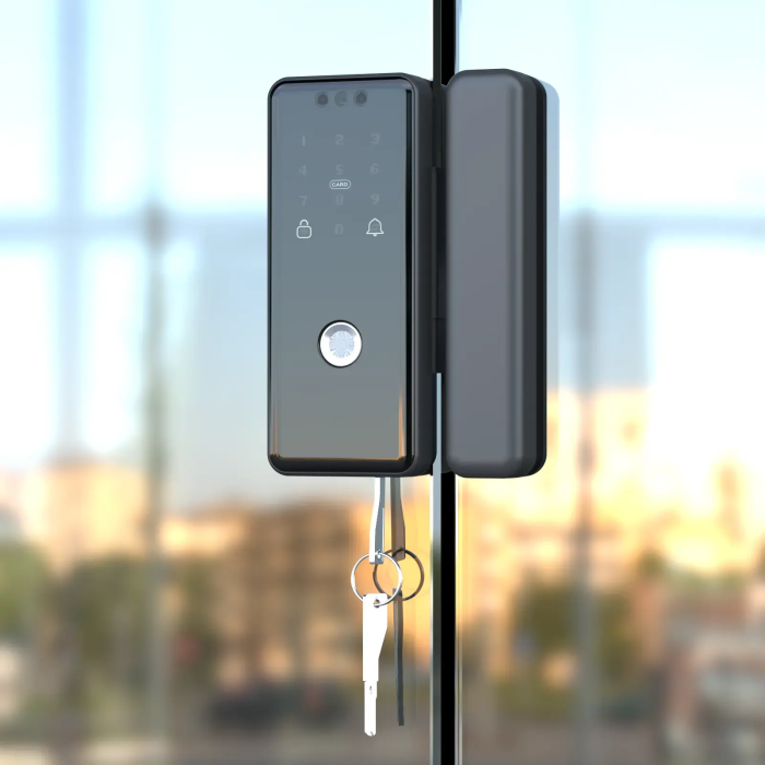 Smart Tuya Lessless клавиатура отпечатка отпечатка пальцев стеклянной дверной замок