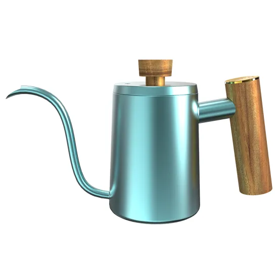 DHPO 600ml Gooseneck Pour over Kettle - Stainless Steel with Walnut Wood