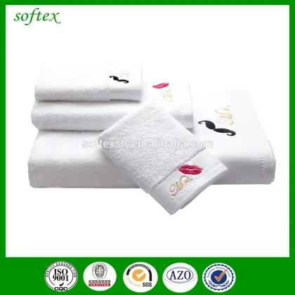 Mr And.Mrs Embroidery Towels in hotel