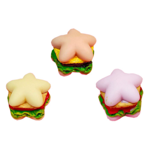 Kawaii Resin Hamburger with Star Charms Simulation Food Miniature DIY Dollhouse Kitchen Play Toys Handmade Accessories