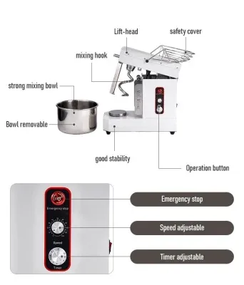Zbx Brand Hm-10t Hydraulic Lift Spiral Dough Mixer Removable Bowl 4kg Capacity for Sale