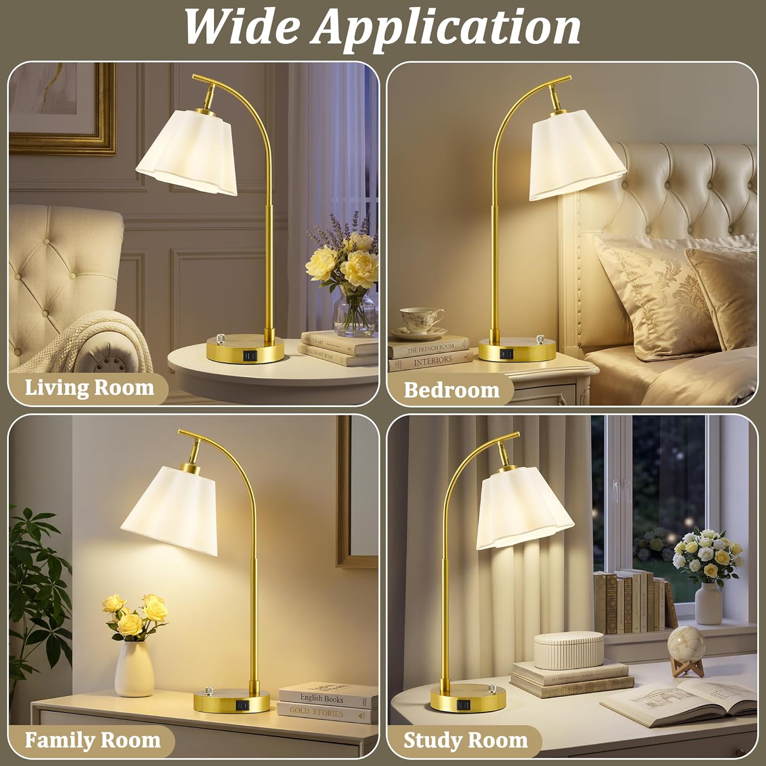 Stepless Dimmable Bedside Lamps Set 2 USB-C Ports (11)