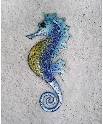 Metal and Glass Seahorse Wall Decor