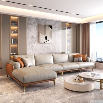 Elegant Leather Corner Sofa with Luxurious Touch