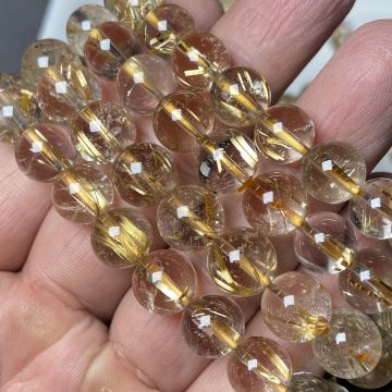 High Quality 7A Rutilated Quartz Crystal Gemstone Bracelets in 3 Circles Healing