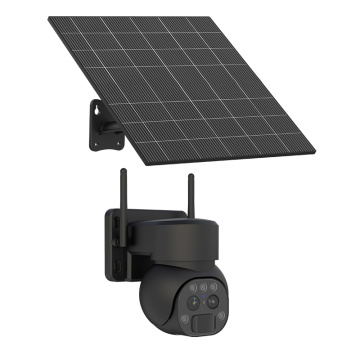 Câmera de vigilância de segurança com energia solar lente dupla